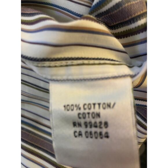 Bugatchi Shirt Mens Sz Medium Purple Striped Flip Cuff Long Sleeve Button Up - Picture 8 of 8
